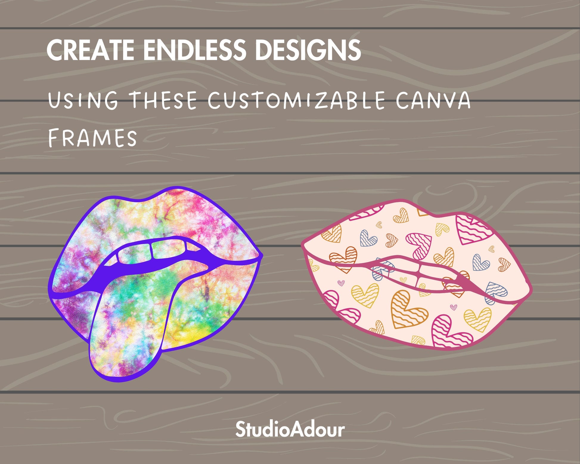 Design Your Own Lips on Canva, Mouth Lips Canva Template, Drag and Drop, Red Lips Canva Frames Bundle, Kiss Lips, Valentines Day Lips