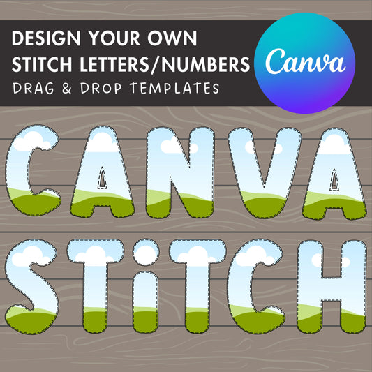 Design Your Own Digital Stitch Alphabet on Canva, Uppercase Doodle Letters, Editable Letters Template, Drag and Drop, Canva Frames Bundle