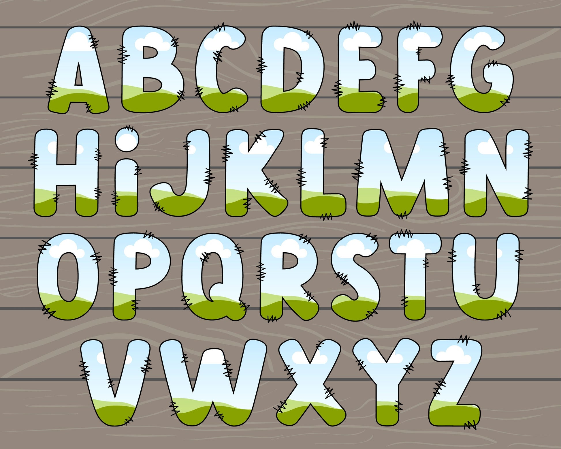 Design Your Own Doodle Letters on Canva, Doodle Alphabet Canva Template, Drag and Drop, Editable Canva Alphabet, Canva Frames Bundle