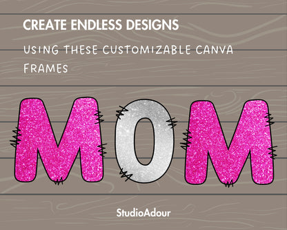 Design Your Own Doodle Letters on Canva, Doodle Alphabet Canva Template, Drag and Drop, Editable Canva Alphabet, Canva Frames Bundle