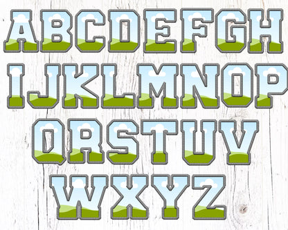 Varsity Letters and Numbers Canva, Faux Embroidery Varsity Alphabet, Sport Canva Letters, Drag and Drop, Applique Letters, Canva Stitch Font