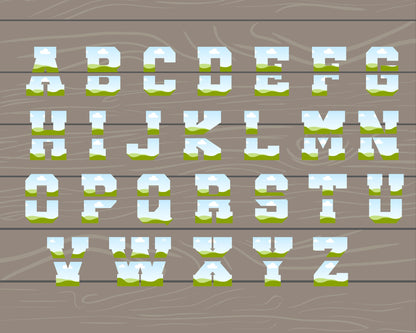 Varsity Split Alphabet Canva, Split Letters and Numbers, Drag and Drop, Canva Frames Bundle, DIY Letters Frames Canva, Canva Split Letters