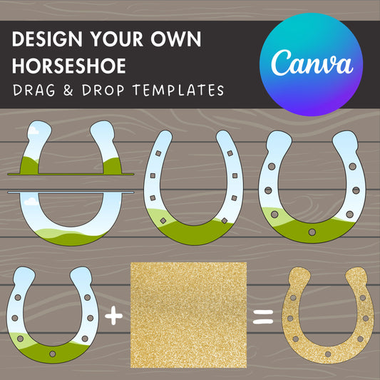 Design Your Own Horseshoe on Canva, Cowboy Canva Template, Drag and Drop, Canva Frames Bundle, Saint Patrick's Day, Horse Lover Frames