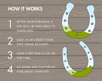 Design Your Own Horseshoe on Canva, Cowboy Canva Template, Drag and Drop, Canva Frames Bundle, Saint Patrick's Day, Horse Lover Frames
