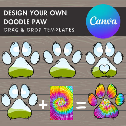 Design Your Own Doodle Paw Canva Frames, Paw Canva Template, Drag and Drop Canva Frames, Dog Paw, Editable Canva Pet Paw, Sublimation Design