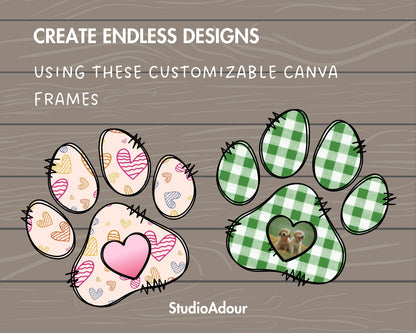 Design Your Own Doodle Paw Canva Frames, Paw Canva Template, Drag and Drop Canva Frames, Dog Paw, Editable Canva Pet Paw, Sublimation Design