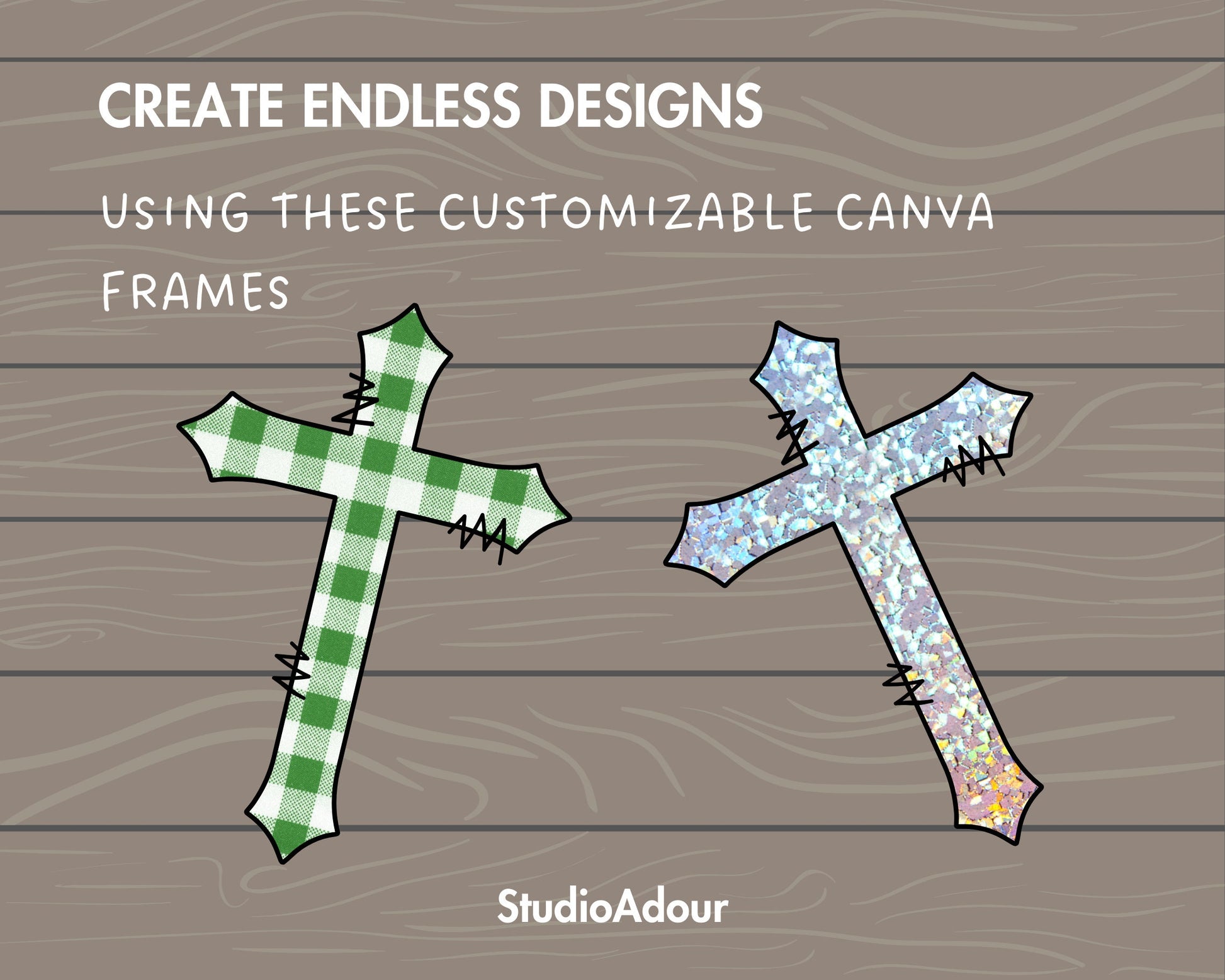Design Your Own Doodle Cross on Canva, Religious Cross Canva Template, Easy Drag and Drop, Cross Bundle, Old Rugged Crosses