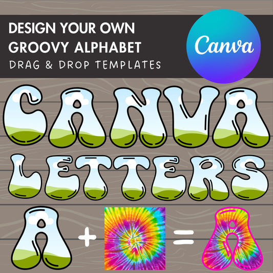 Design Your Own Groovy Alphabet on Canva, Groovy Letters and Numbers Canva Template, Editable Retro Letters , Drag and Drop, Vintage Letters