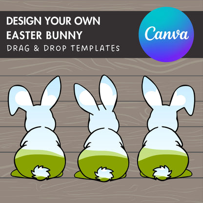 Design Your Own Easter Bunny Canva Frames, Rabbit Silhouette, Drag and Drop Photo, Bunny Sticker, Easter Bunny, Editable Canva Frames Bundle
