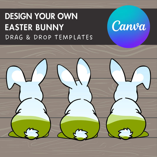Design Your Own Easter Bunny Canva Frames, Rabbit Silhouette, Drag and Drop Photo, Bunny Sticker, Easter Bunny, Editable Canva Frames Bundle