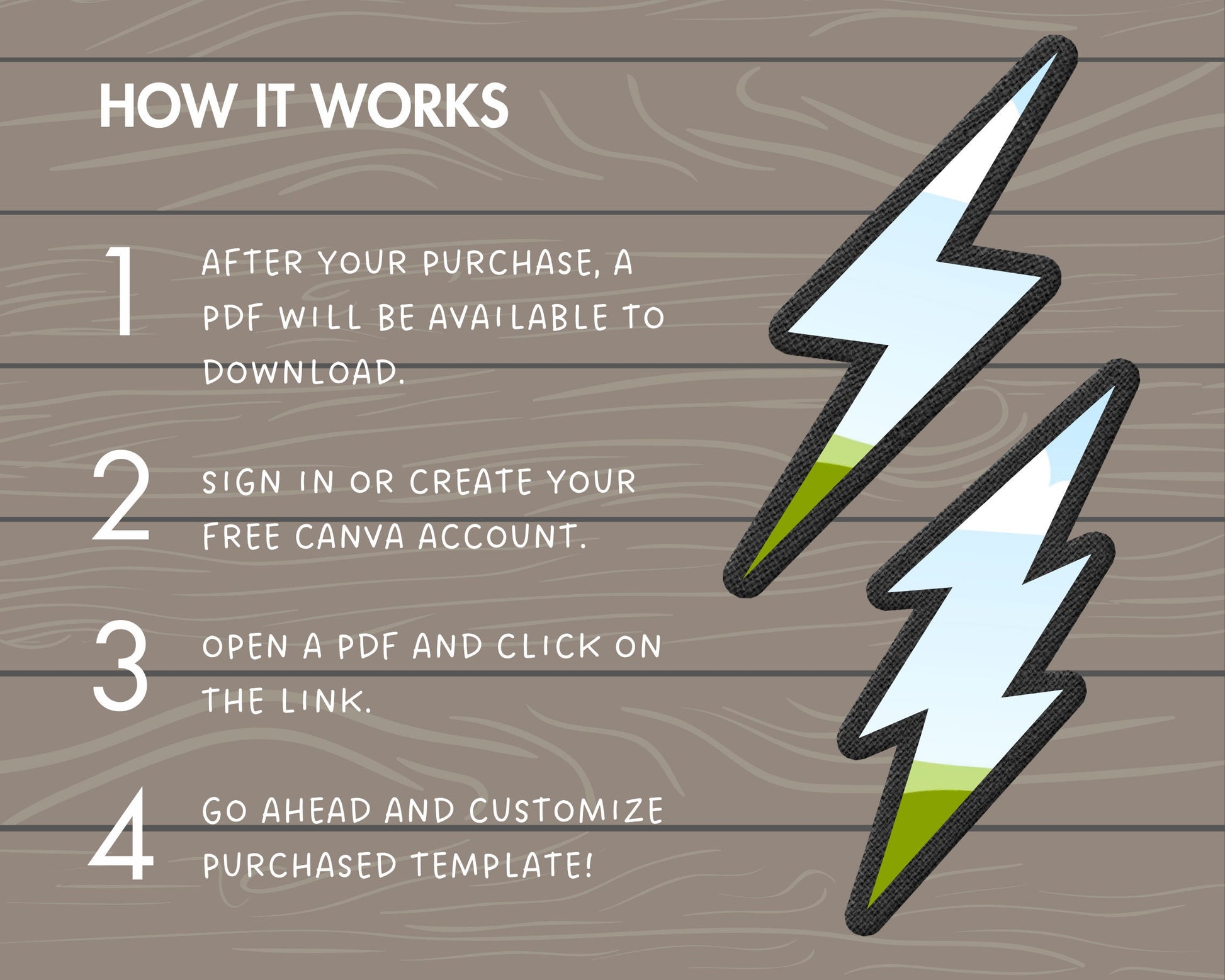 Design Your Own Faux Embroidery Lightning Bolt on Canva, Thunder Canva Template, Easy Drag and Drop, Editable Lightning, Canva Frames Bundle