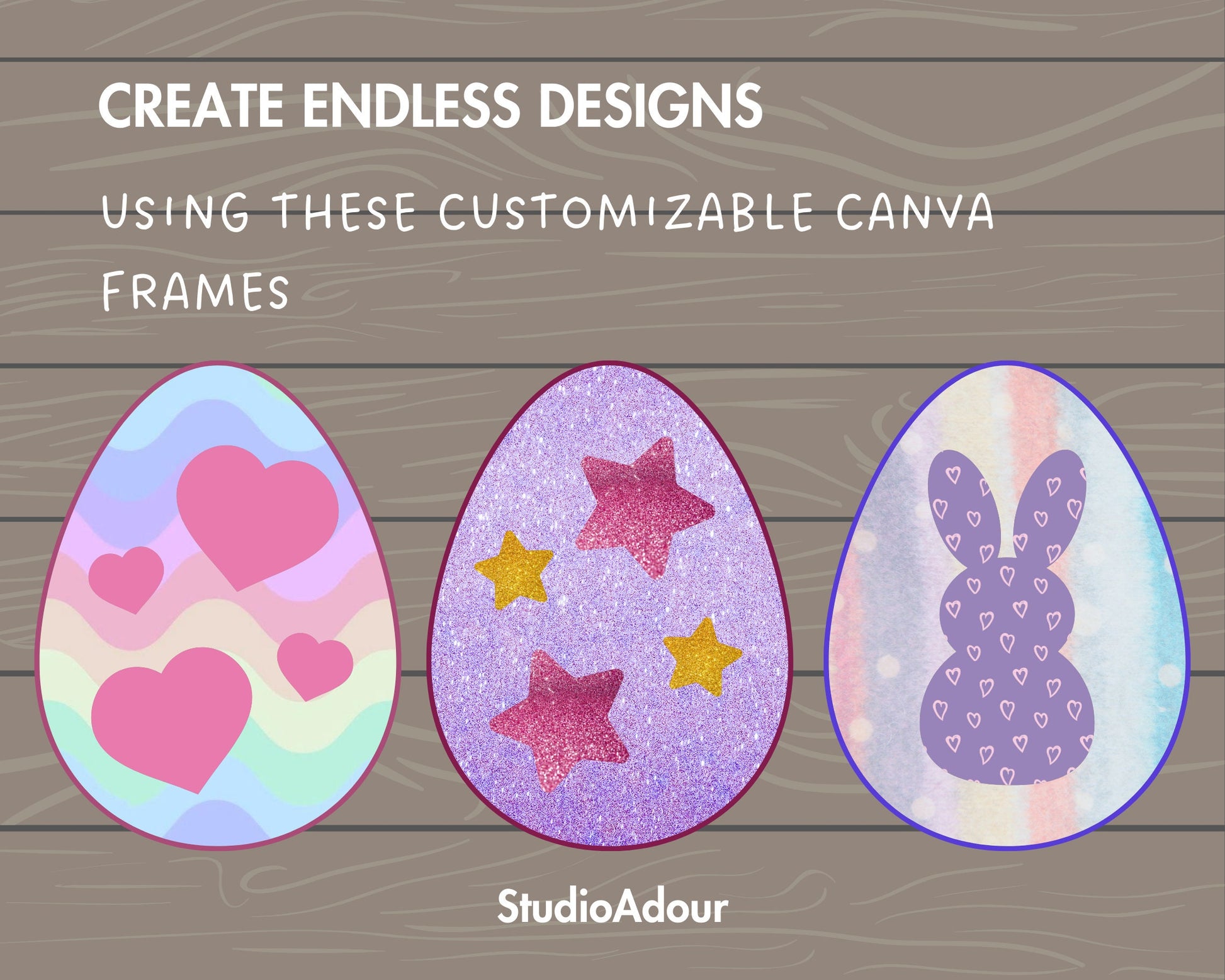 Design Your Own Easter Egg on Canva, Easter Egg Canva Template, Drag and Drop, Canva Frames Bundle, Happy Easter, Easter Bunny, Clip Art