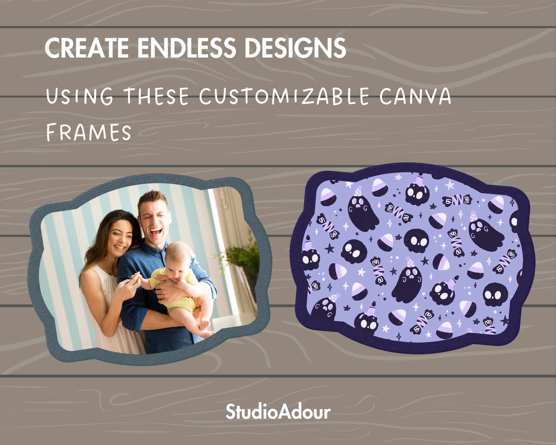 Design Your Own Faux Embroidery Label, Editable Tags Canva Template, Canva Frames Bundle, Retro Badge, Drag & Drop, Vintage Label Duotone