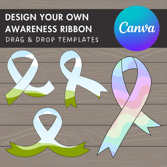 Design Your Own Awareness Ribbon on Canva, Awareness Ribbon Canva Template, Easy Drag and Drop, Editable Ribbon Canva Frames, Breast Cancer