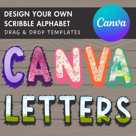 Design Your Own Scribble Alphabet on Canva, Doodle Letters & Numbers Canva Template, Drag and Drop, Editable Retro Letters, Pencil Letters