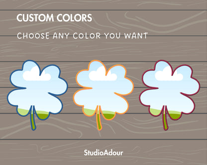 Design Your Own Faux Embroidery Clover, Digital Stitch Lucky Clover Canva Template, Clover Applique, Clover Patch Duotone, Drag and Drop PNG