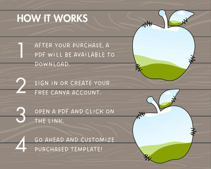 Design Your Own Doodle Apple on Canva, Apple Canva Template, Easy Drag and Drop, Heart Shape Apple, Teacher Apple, Back to School