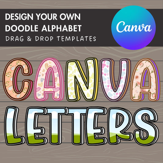 Design Your Own Doodle Alphabet on Canva, Doodle Letters & Numbers Canva Template, Drag and Drop, Editable Cartoon Letters, DIY Doodle Canva