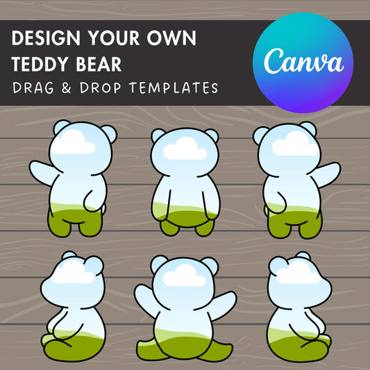 Design Your Own Teddy Bear Canva Frames, Cartoon Bear Templates, Drag and Drop, Editable Bear, Teddy Bear Clipart, Teddy Bear Silhouette