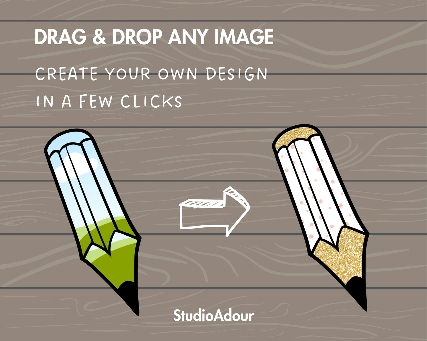 Design Your Own Pencil on Canva, School Pencil Canva Template, Drag and Drop, Canva Frames Bundle, Digital Teacher Pencil, Commercial Use