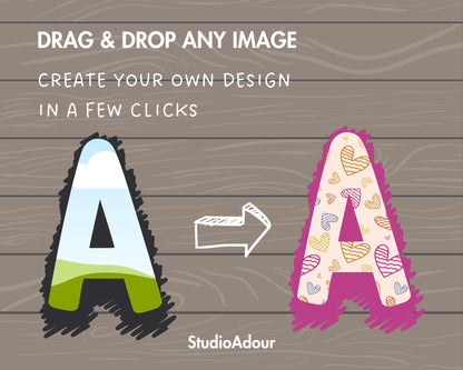 Design Your Own Scribble Alphabet on Canva, Doodle Letters & Numbers Canva Template, Drag and Drop, Editable Retro Letters, Pencil Letters