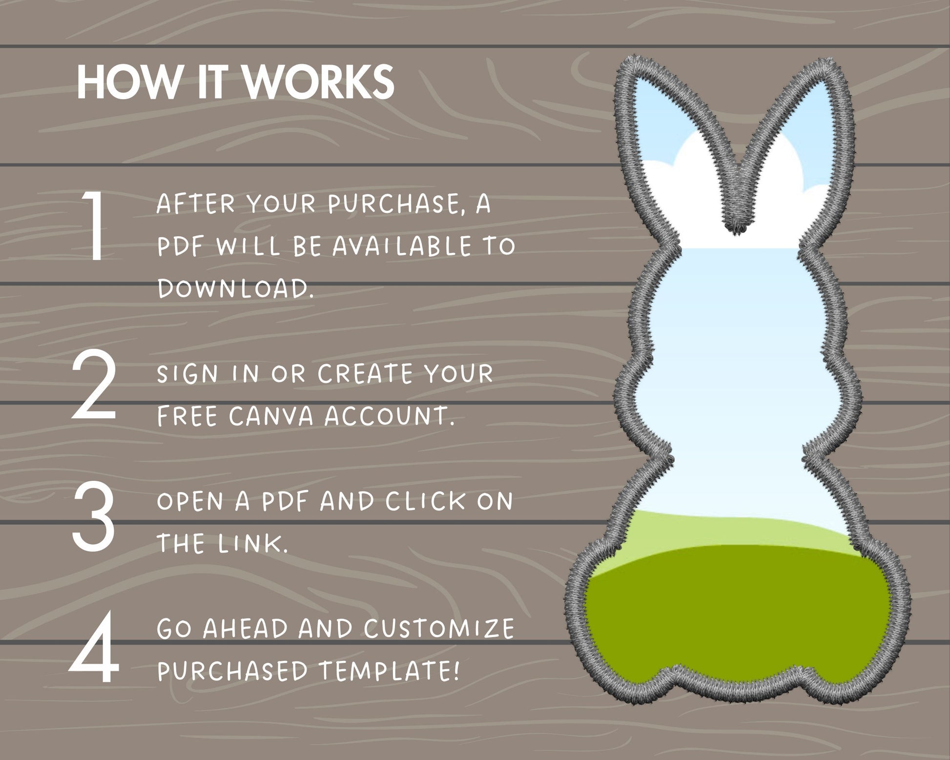 Design Your Own Faux Embroidery Easter Bunny on Canva, Rabbit Silhouette, Drag and Drop Photo, Easter Bunny, Editable Canva Frames Bundle