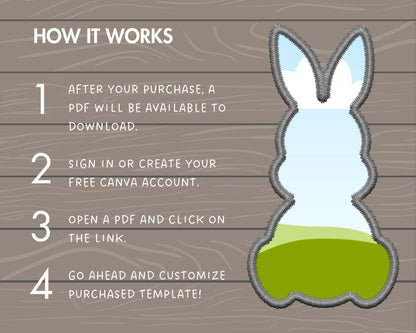 Design Your Own Faux Embroidery Easter Bunny on Canva, Rabbit Silhouette, Drag and Drop Photo, Easter Bunny, Editable Canva Frames Bundle