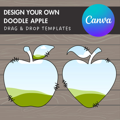 Design Your Own Doodle Apple on Canva, Apple Canva Template, Easy Drag and Drop, Heart Shape Apple, Teacher Apple, Back to School