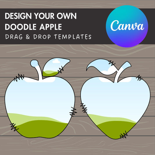 Design Your Own Doodle Apple on Canva, Apple Canva Template, Easy Drag and Drop, Heart Shape Apple, Teacher Apple, Back to School