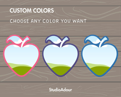 Design Your Own Faux Embroidery Apple, Digital Stitch Apple, Apple Applique, Canva Frames Bundle, Heart Shape Apple Patch, Drag and Drop PNG