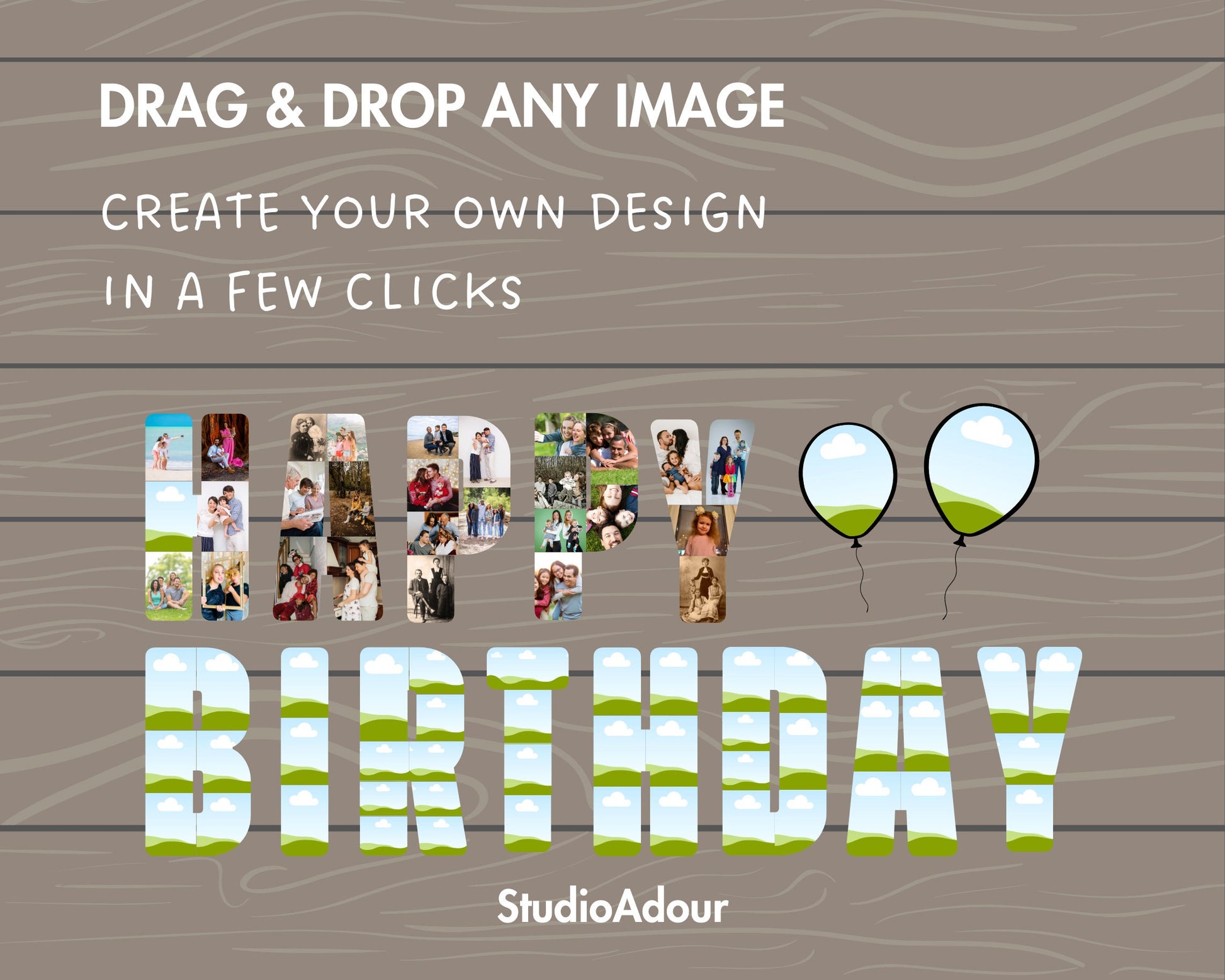 Design Your Own Birthday Photo Collage in Canva, Canva Frames Bundle, Drag and Drop Canva Template, Editable Happy Birthday Photo Collage