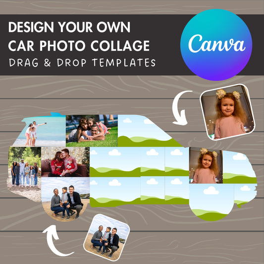 Design Your Own Car Photo Collage in Canva, Editable Collage Canva Template, Drag and Drop Photo, Car Canva Frames, DIY Family Photo Collage