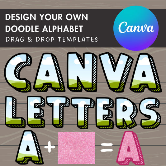Design Your Own Chalk Alphabet on Canva, Doodle Letters Canva Frames Bundle, Editable Canva Letters Template, Drag and Drop, Handwritten