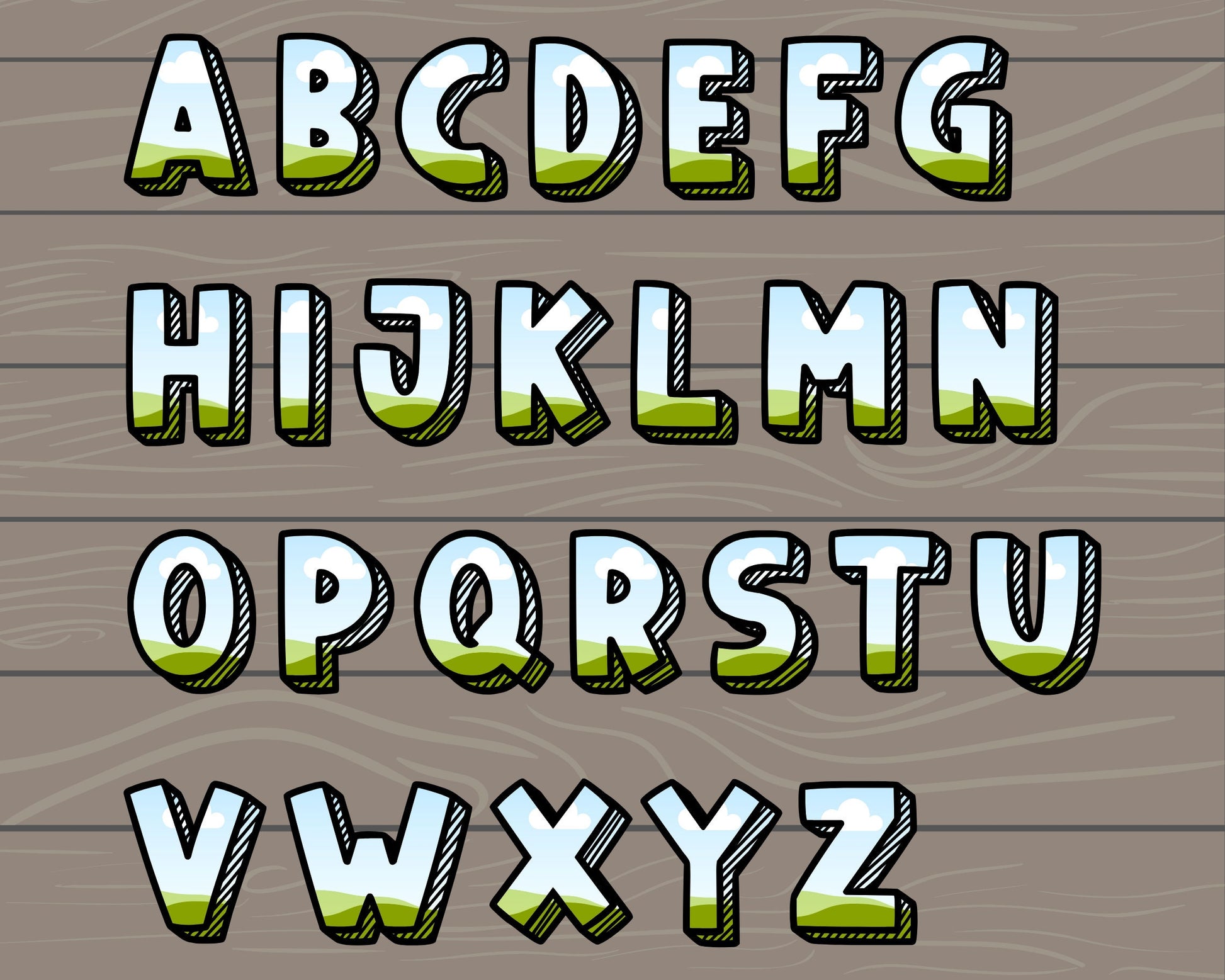 Design Your Own Chalk Alphabet on Canva, Doodle Letters Canva Frames Bundle, Editable Canva Letters Template, Drag and Drop, Handwritten