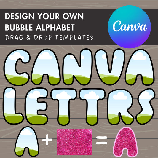 Design Your Own Bubble Letters on Canva, Doodle Alphabet Canva Template, Drag and Drop, Editable Canva Bubbly Letters & Numbers, DIY Letters