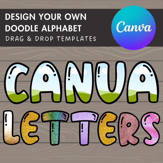 Design Your Own Doodle Alphabet on Canva, Uppercase Doodle Letters & Numbers Canva Template, Drag and Drop, Editable Canva Doodle Alphabet