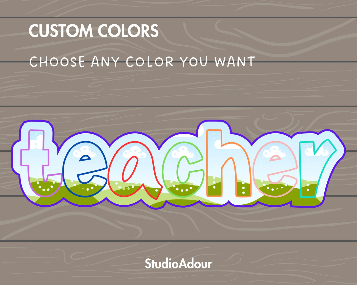 Design Your Own Teacher Design, Teacher Design Template, Drag and Drop Canva Frame, Editable Canva Frame, Colorful Teacher, School Spirit