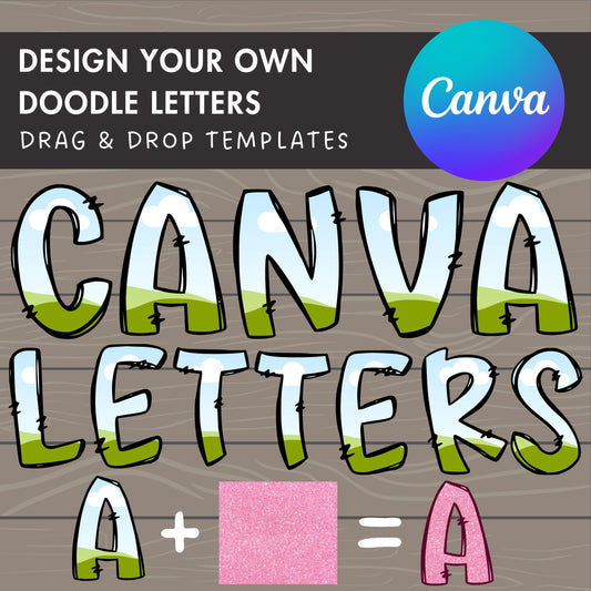 Design Your Own Doodle Letters on Canva, Doodle Uppercase Letters Canva Template, Drag and Drop, Editable Canva Letters, Canva Frames Bundle