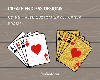 Design Your Own 4 Playing Cards Canva Frames, Ace Playing Cards Canva Template, Drag and Drop Photo, Sublimation Design, Editable Poker Card