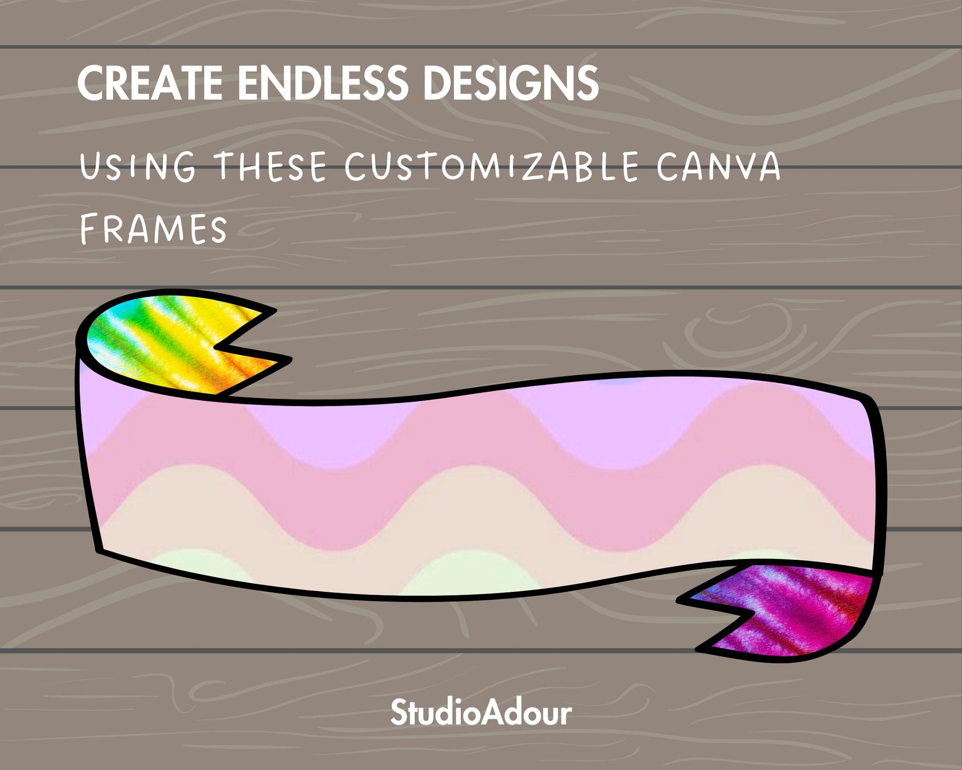 Design Your Own Ribbon Banner Canva Frames, Banner Canva Templates, Drag and Drop, Canva Frames Bundle, Editable Banner, Sublimation Design