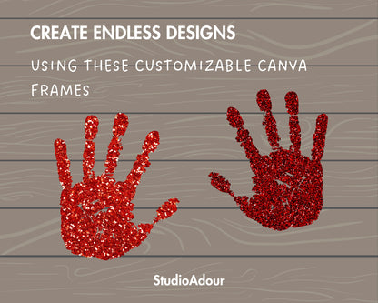 Design Your Own Hand Print Canva Frames, Human Hand Canva Template, Drag and Drop, Canva Frames Bundle, Editable Double Hands, School Art