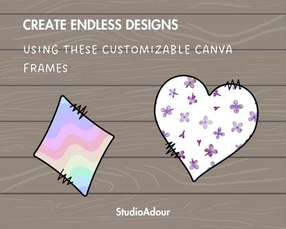 Design Your Own Playing Cards Symbols Canva Frames, Card Game Symbols Canva Template, Drag and Drop, Doodle Card Symbols, Playing Card Suit