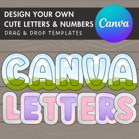 Design Your Own Uppercase Letters & Numbers Canva Frames, Doodle Alphabet Canva Template, Easy Drag and Drop, Sublimation Design Letters PNG