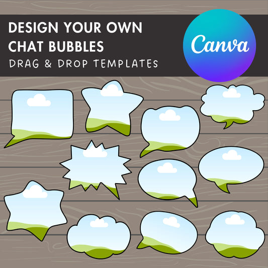 Design Your Own Chat Bubble Canva Frame, Editable Text Bubble Template, Canva Frames Bundle, Drag and Drop, Cartoon Chat Clouds, Comic Text