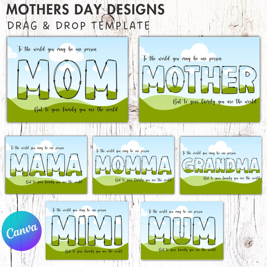 Design Your Own Mama Canva Frames, Mother's Day Canva Template, Drag and Drop, Editable Canva Doodle Mom, Doodle Mama Bundle, Mom Quote