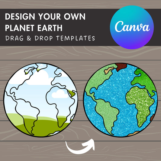 Design Your Own Planet Earth on Canva, Globe Canva Template, Easy Drag & Drop, Planet Clipart, Layered Earth, World Map Silhouette