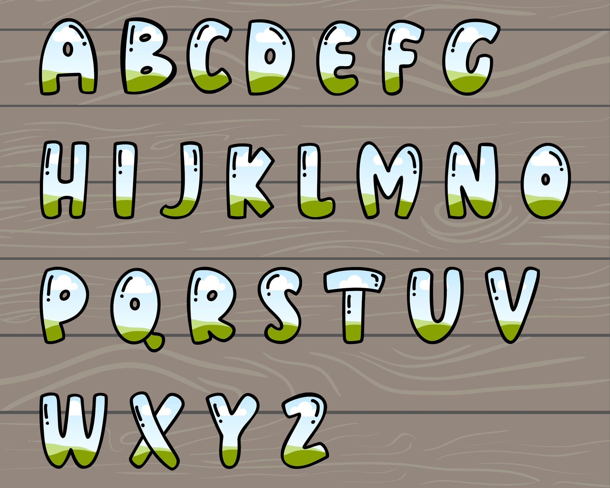 Design Your Own Doodle Alphabet on Canva, Uppercase Doodle Letters & Numbers Canva Template, Drag and Drop, Editable Canva Doodle Alphabet