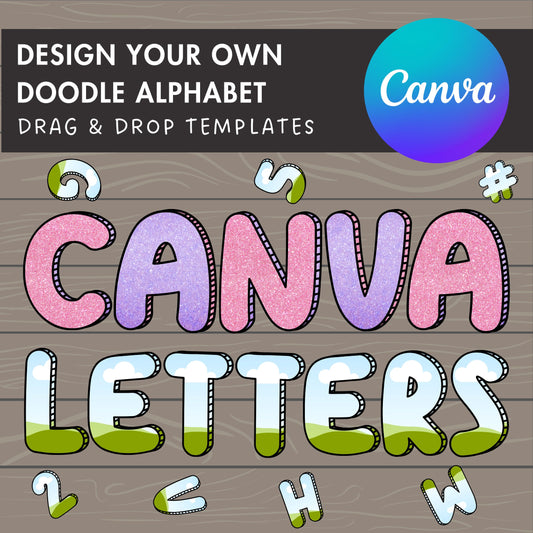 Design Your Own Doodle Alphabet on Canva, Doodle Letters Canva Template, Drag and Drop, Editable Letters , DIY Alphabet, Canva Frames Bundle