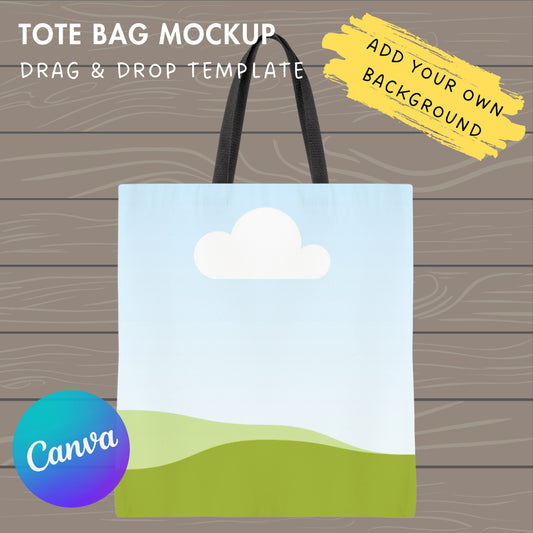Tote Bag Canva Mockup, Canvas Tote Canva Template, Drag and Drop, All Over Print, Shopping Tote, Realistic Tote Canva Mockup, Custom Color