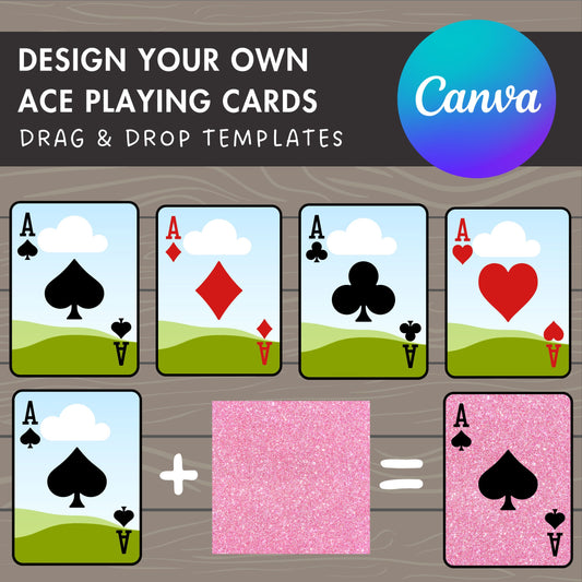 Design Your Own 4 Playing Cards Canva Frames, Ace Playing Cards Canva Template, Drag and Drop Photo, Sublimation Design, Editable Poker Card